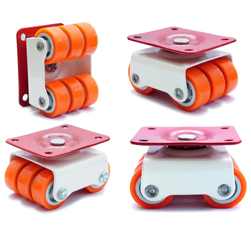 Hepiack 6Wheel Roller Castor Orange 50mm 360 Rotating with Bearings for Furniture Sofa Bed Table Cabinets 550kg Capacity Set of 4 - Image 3