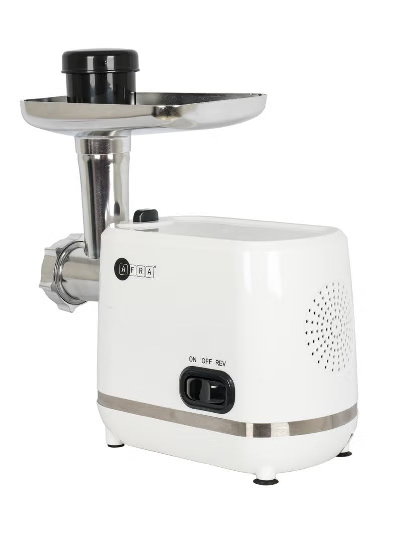 AFRA مطحنة لحم أفرا، 1200 واط، 3 أقراص قطع، هيكل من الألمنيوم، سكين صلب غير قابل للصدأ، دافع تخزين الطعام، ملحق كبة ونقانق AF-1200MGWT، ضمان لمدة 2 سنة - Image 3