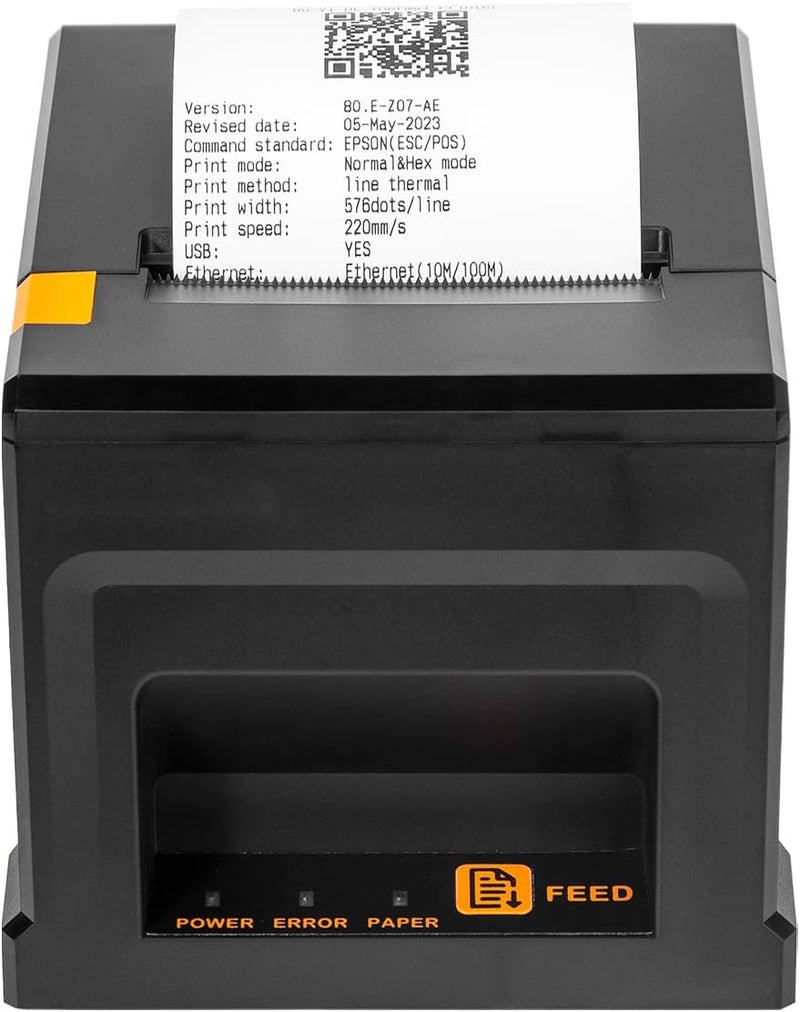 NetumScan 80mm POS Receipt Printer USB Thermal Receipt Printer 300mm/s with Auto Cut, Cash Drawer, USB Ethernet Interface, Support Windows/Mac/Linux - Image 1