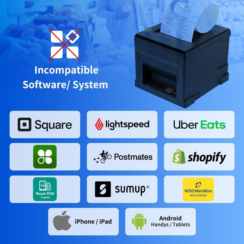 NetumScan 80mm POS Receipt Printer USB Thermal Receipt Printer 300mm/s with Auto Cut, Cash Drawer, USB Ethernet Interface, Support Windows/Mac/Linux - Image 2