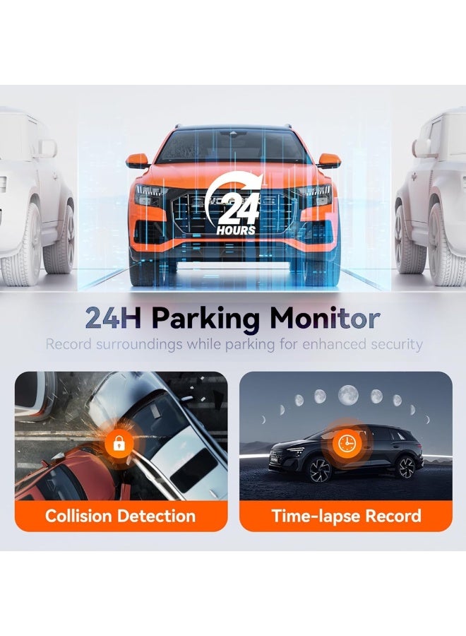 BSON 4K Rear View Mirror Dash Cam, 10 Inch Touch Screen Car Camera, Front and Rear Dual Lens Driving Recorder, ADAS, Blind Spot Detection, Loop Recording, Parking Monitor, Wide Angle Dashboard Camera - Image 5