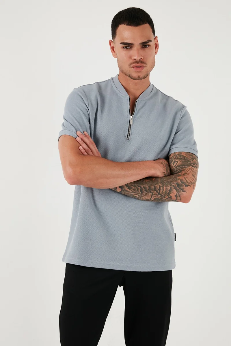 Buratti Cotton Regular Fit Half Zipper T Shirt Men's T Shirt 5902653