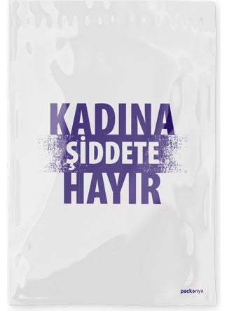 Packanya No Violence Against Women Printed - White Cargo Bag Without Pocket 30X37,5X5 - 50 Pieces  - Image 1
