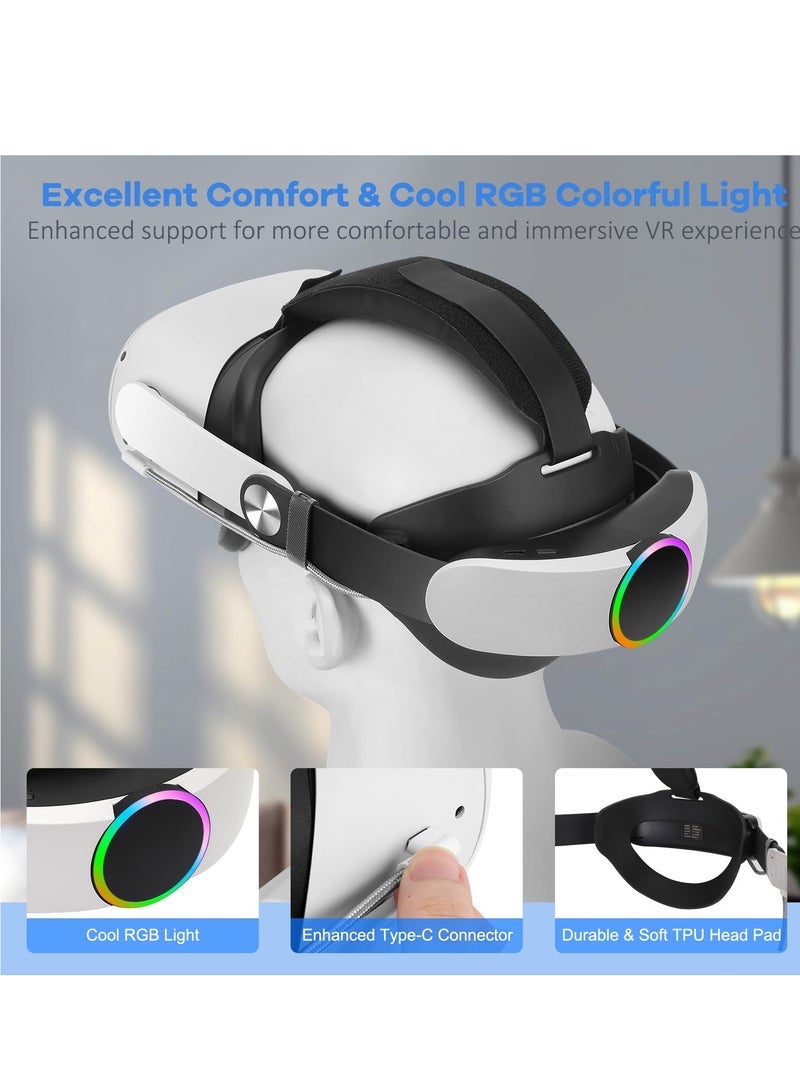 Strap with Battery for Oculus Quest 3, 10000mAh Battery Pack for Extended 8 Hrs of Playtime, Fast Charging VR Power, Adjustable Elite Strap Enhanced Support and Balance in VR - Image 3