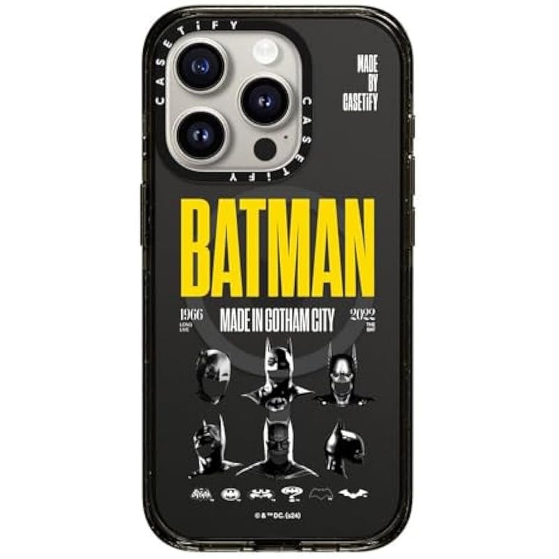 Casetify Impact iPhone 15 Pro Case 【Batman Co-Lab / 4X Military Grade Drop Tested / 8.2ft Drop Protection/Compatible with Magsafe】 - Made in Gotham City - Clear Black - Image 1