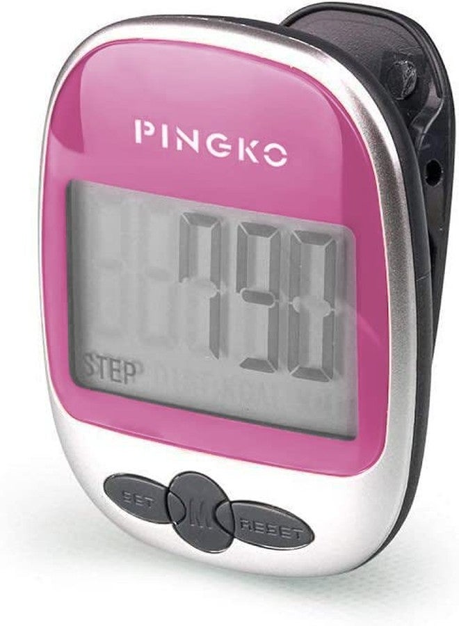 PINGKO Walking Pedometer Accurately Track Steps Portable Sport Pedometer Step/Distance/Calories/Counter Fitness Tracker, Calorie Counter-pink - Image 1