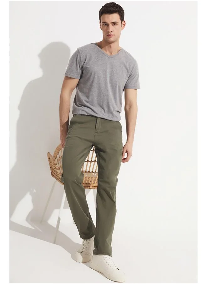 جون June Exclusive Men Regular Fit Side Pocket Chino Trouser Khaki