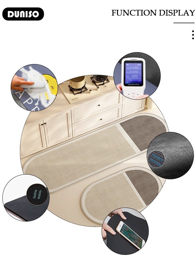 DUNISO Diatom Mud Bath Mat Set Bathroom Kitchen Rug Mat Extra Soft and Absorbent Bath Rugs Non-Slip Quick Drying Floor Bath Tub Mat for Bathroom Floor Tub and Shower 50*80CM+50*160CM - Image 2