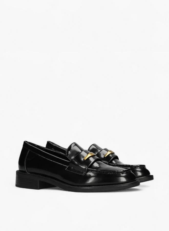 Metallic Accent Slip-On Loafers