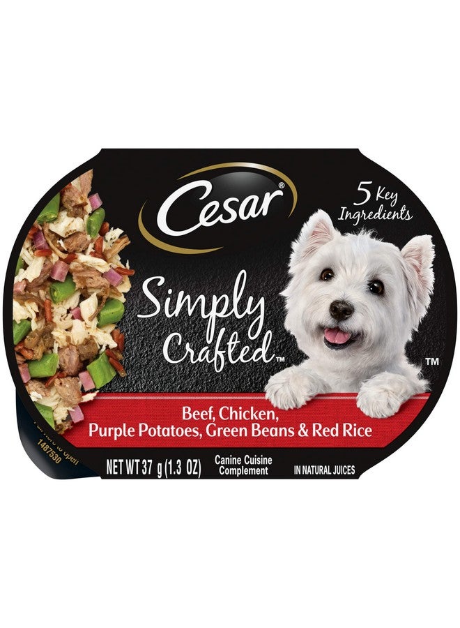 CESAR SIMPLY CRAFTED Adult Soft Wet Dog Food Meal Topper Beef, Chicken, Purple Potatoes, Green Beans & Red Rice, 1.3 oz. Tubs, (Pack of 10) - Image 1