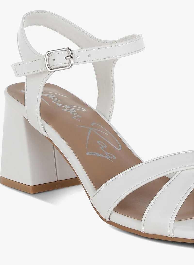 London Rag White Square Toe Block Heel Sandals in White for Women | Best Price UAE