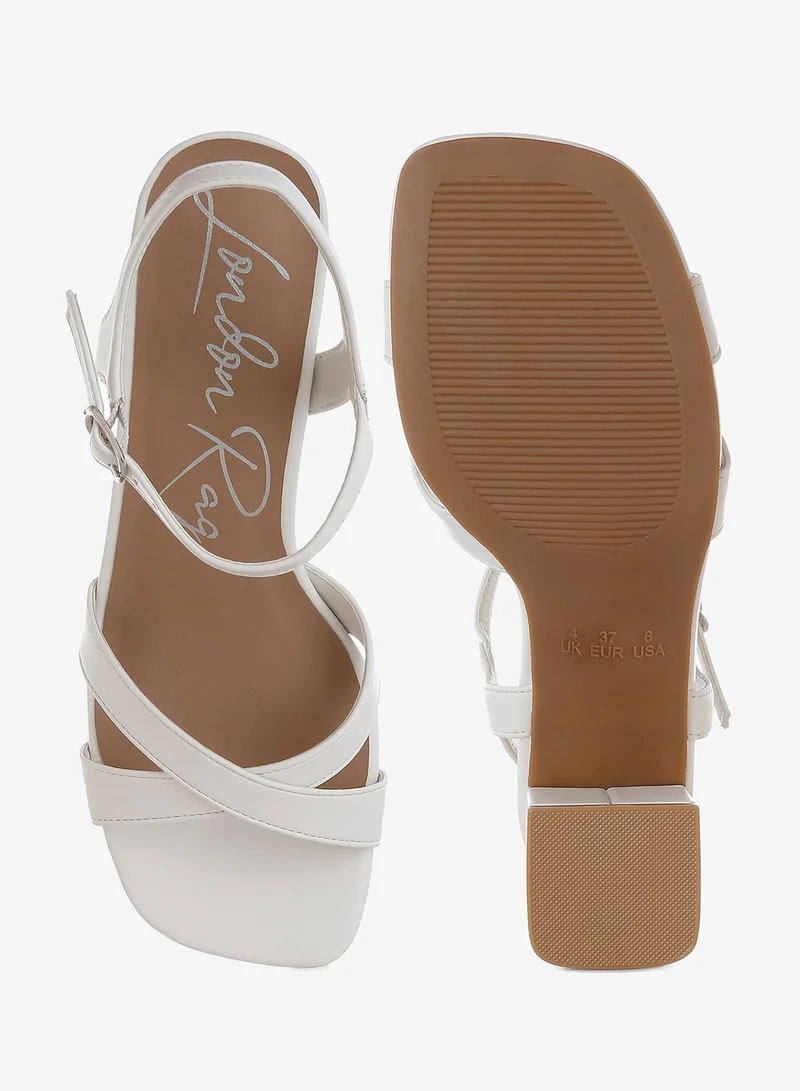 London Rag White Square Toe Block Heel Sandals in White for Women | Best Price UAE