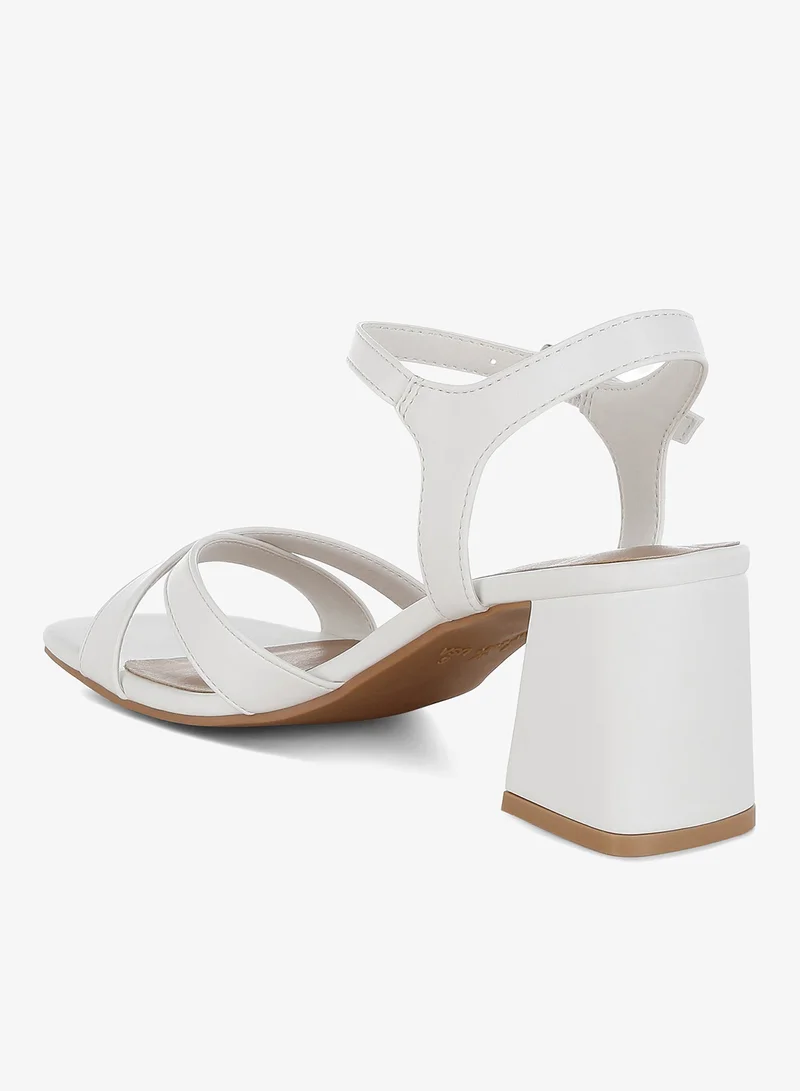 London Rag White Square Toe Block Heel Sandals in White for Women | Best Price UAE