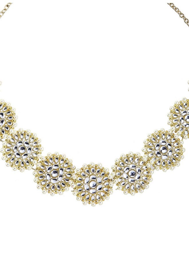 Karatcart Floral Shape Kundan Studded Metal Hairband for Women, Pack of 1 - Gold - Image 4
