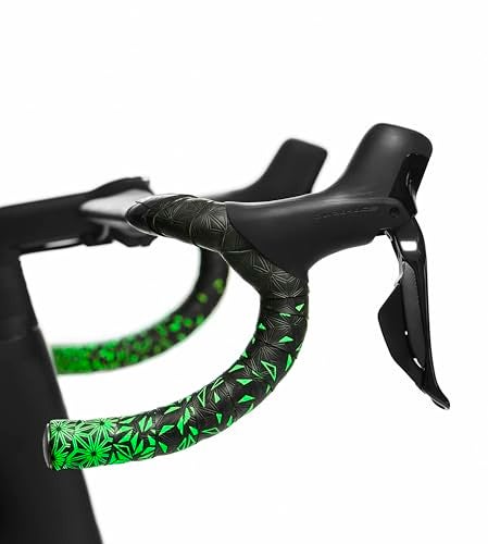 Supacaz Bar Tape - Super Sticky Kush - Star Fade - Neon Yellow + Black Star Plugz - Cycling Handlebar Tape - Image 2