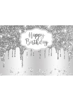 DORCEV 10X8Ft Happy Birthday Backdrop Silver Glitter Sparkle Sequins Luxury Dreamlike Photography Background For Elegant Woman Girly Birthday Party Banner Decor Video Shooting Vinyl Studio Props  - Image 4