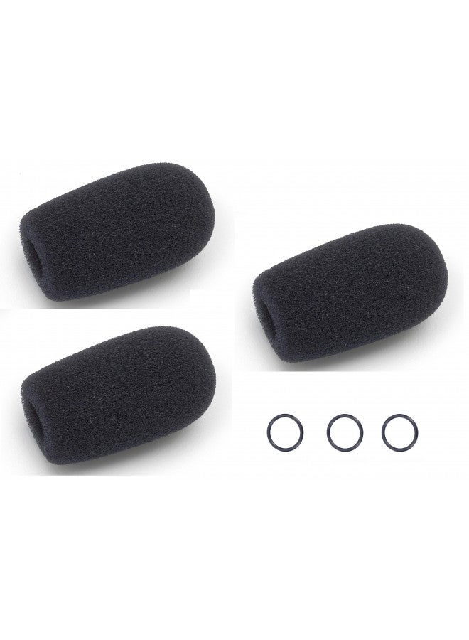 Replacement Aviation Microphone windscreens for Bose, Lightspeed, David Clark, Crystal Mic (Three (3) Pack Standard Model)
