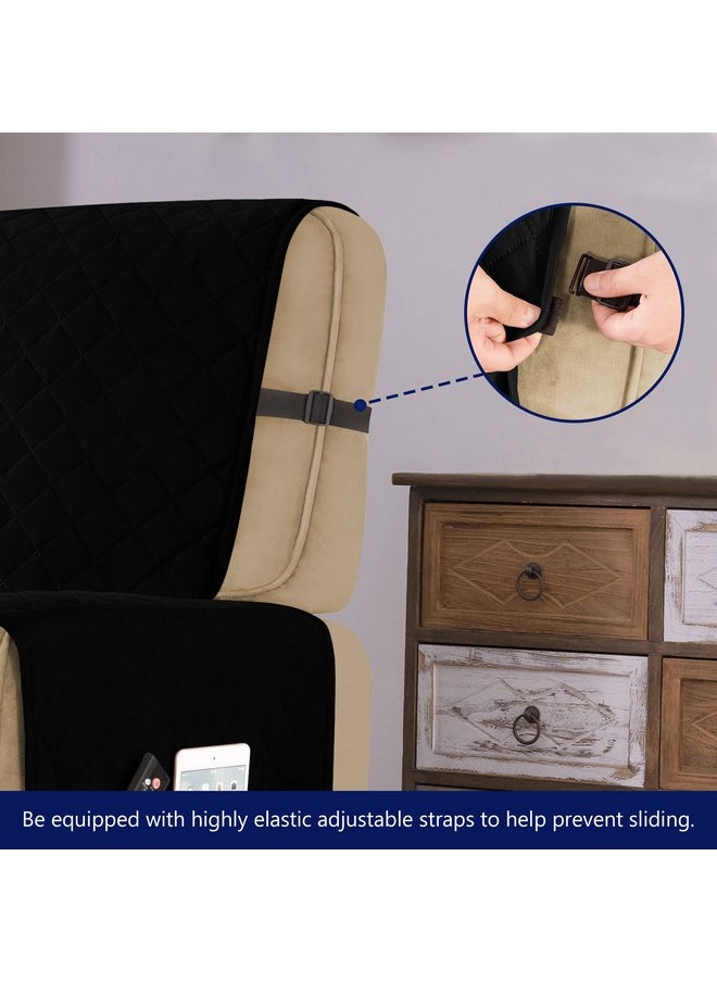 subrtex SUBRTEX Recliner Chair Covers Large Recliner Sofa Slipcovers Reversible Washable Recliner Chair Protector with Elastic Adjustable Strap (Large, Black)  - Image 2