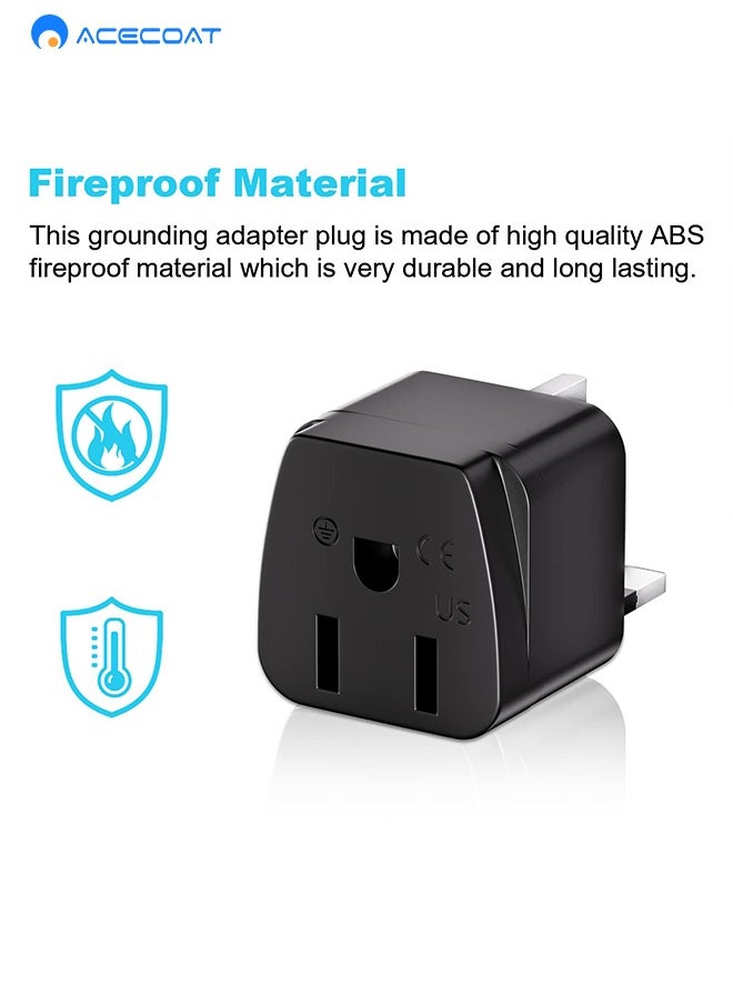 ACECOAT - US to UK Plug Adapter 3 Packs, 3250W Max Travel Adaptor, 2/3 Pin USA to 3 Pin UK Plug Adaptor American Canada Mexico Plug to UK Adapter, Type A/Type B Plug to UK Plug, Black - Image 1