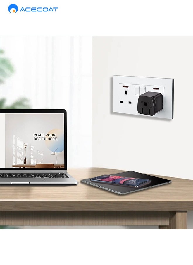 ACECOAT - US to UK Plug Adapter 3 Packs, 3250W Max Travel Adaptor, 2/3 Pin USA to 3 Pin UK Plug Adaptor American Canada Mexico Plug to UK Adapter, Type A/Type B Plug to UK Plug, Black - Image 1