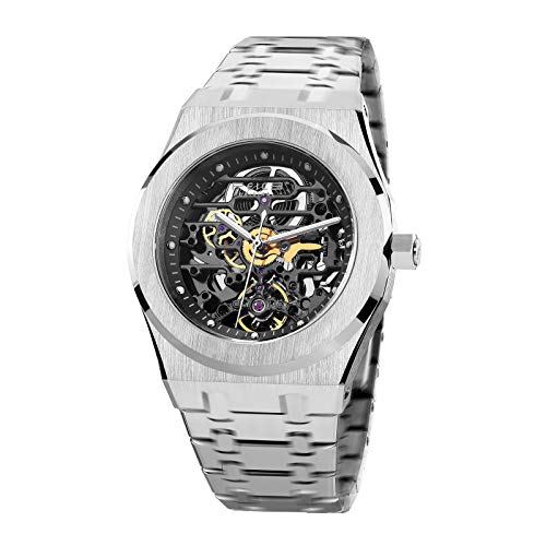 FEICE Watches for Men Automatic Skeleton Watch 42mm Case Stainless Steel Mechanical Anti Shock Waterproof Luminous Sapphire Crystal Analog Watches Business Wristwatch Adjustable Band FM019HOT - Image 1