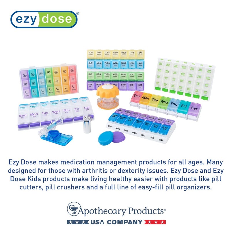 EZY DOSE Weekly (7-Day) Pill Planner, Medicine Case, Vitamin Organizer Box, Large Locking Compartments to Secure Prescription Medication and Prevent Accidental Spilling, Blue - Image 5