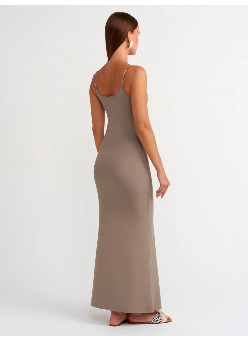 ديلفين 91175 Strappy Long Dress-Mink