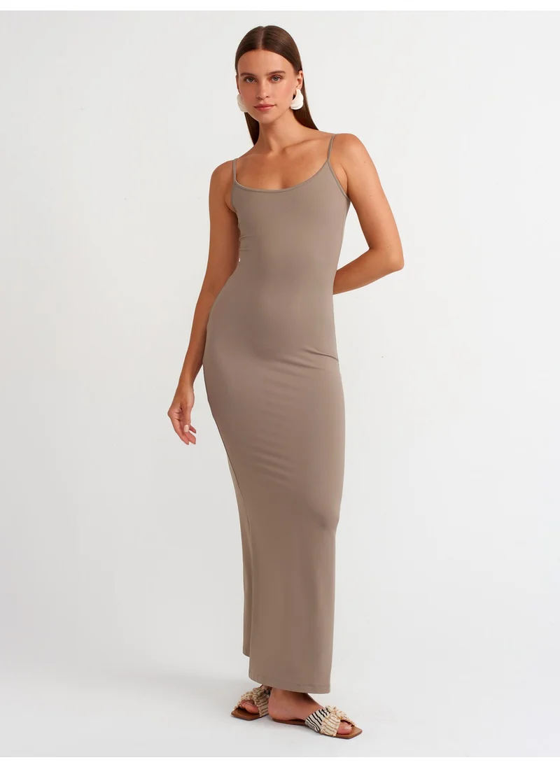 ديلفين 91175 Strappy Long Dress-Mink