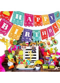 HOWAF 3 Pack Mexican Fiesta Banner Set Cinco De Mayo Banner For Mexican Themed Party Decoration Happy Birthday Papel Picado Banner Flag Taco Hanging Backdrop Banner For Fiesta Party Supplies  - Image 5