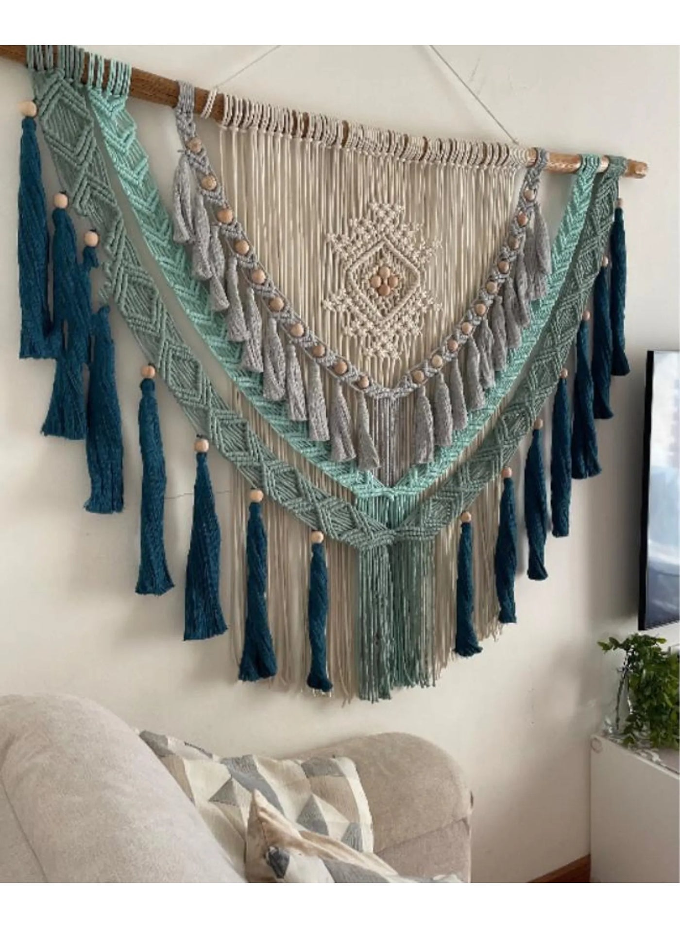 Handcrafted Macrame Wall Hanging - Boho Wall Art Decor with Layered Tassels & Rich Texture for Living Room & Bedroom