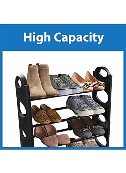 AKSUTI AKSUTI 4 Tier Foldable Metal Shoe Rack 12 Pair Capacity for Bedroom Living Room Entryway  - Image 4