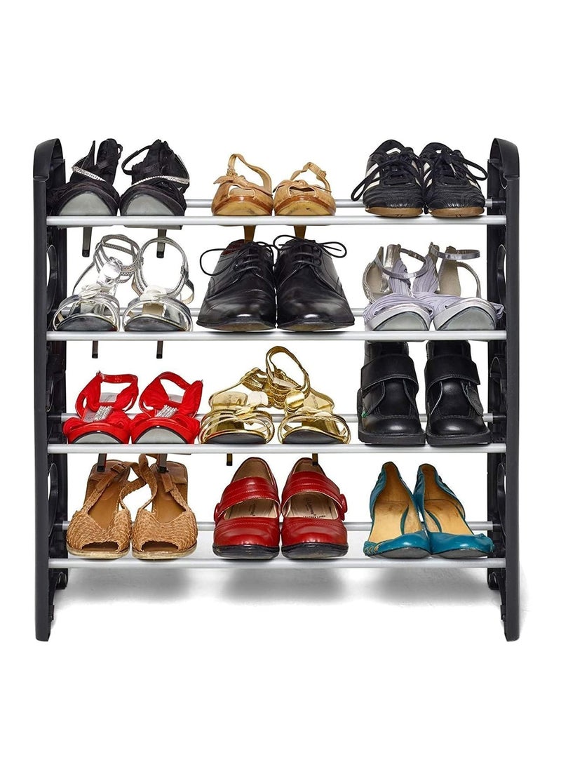 AKSUTI AKSUTI 4 Tier Foldable Metal Shoe Rack 12 Pair Capacity for Bedroom Living Room Entryway  - Image 1
