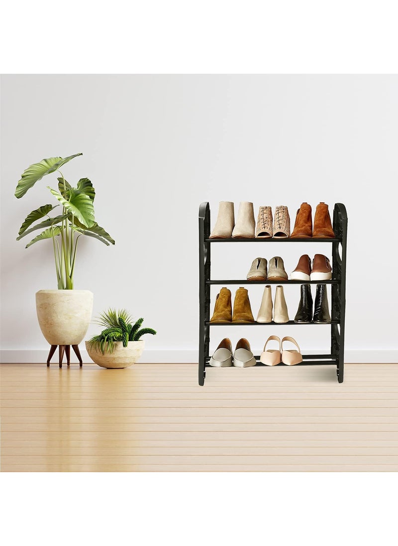 AKSUTI AKSUTI 4 Tier Foldable Metal Shoe Rack 12 Pair Capacity for Bedroom Living Room Entryway  - Image 2
