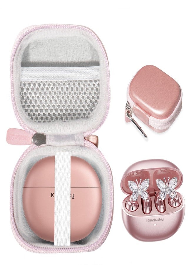 CaseSack حافظة كيس ساك لسماعات الأذن اللاسلكية بتصميم مجوهرات كينغ لكي، سماعات أذن قابلة للتثبيت مع أقراط فراشة، سماعات أذن مفتوحة مريحة بتقنية بلوتوث 5.4 (ذهب وردي) - Image 1