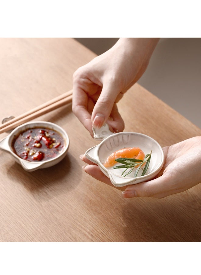 3 Pcs Cute Soy Sauce Dipping Bowls, Small Ceramic Dipping Dishes, Mini Cat/BearShape Sushi Tray with Chopstick Holder Tableware for Seasoning Oil Vinegar Ketchup Wasabi, Japanese Style - Image 2