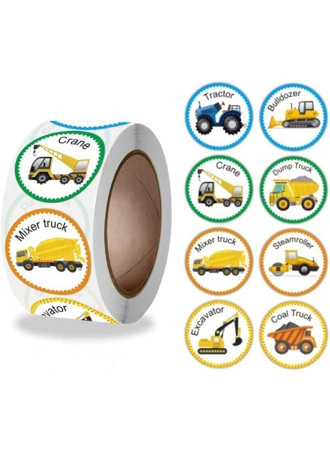 بريميفي ملصقات مركبات البناء، ملصقات مكافآت للمعلمين، 500 قطعة ملصقات مقاس 1 بوصة للأطفال في 8 تصميمات، هدايا عيد ميلاد، ملصقات ألعاب، مستلزمات مدرسية/تعليمية للتشجيع - Image 4