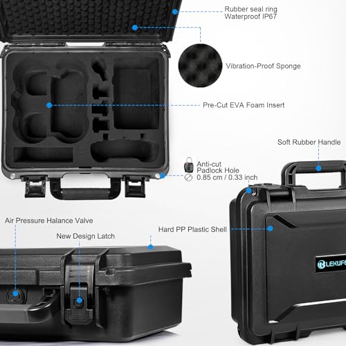 Lekufee Waterproof Hard Carrying Case for DJI Avata 2,Fly More Combo,Goggles 3(NOT for Goggles N3),RC Motion 3,FPV Remote Controller 3 and Accessories(Case Only) - Image 3
