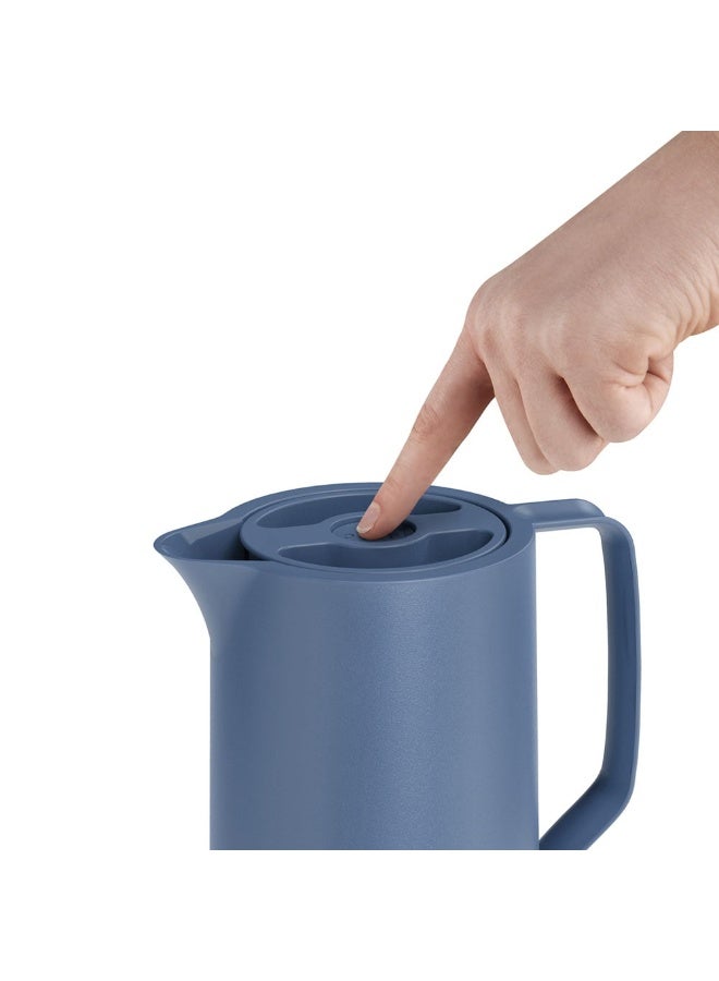 EMSA Motiva Quick Press Vacuum Flask 1L – Blue Premium Thermal Jug for Hot & Cold Drinks – Modern Coffee & Tea Serving Flask – Made in Germany - Image 3