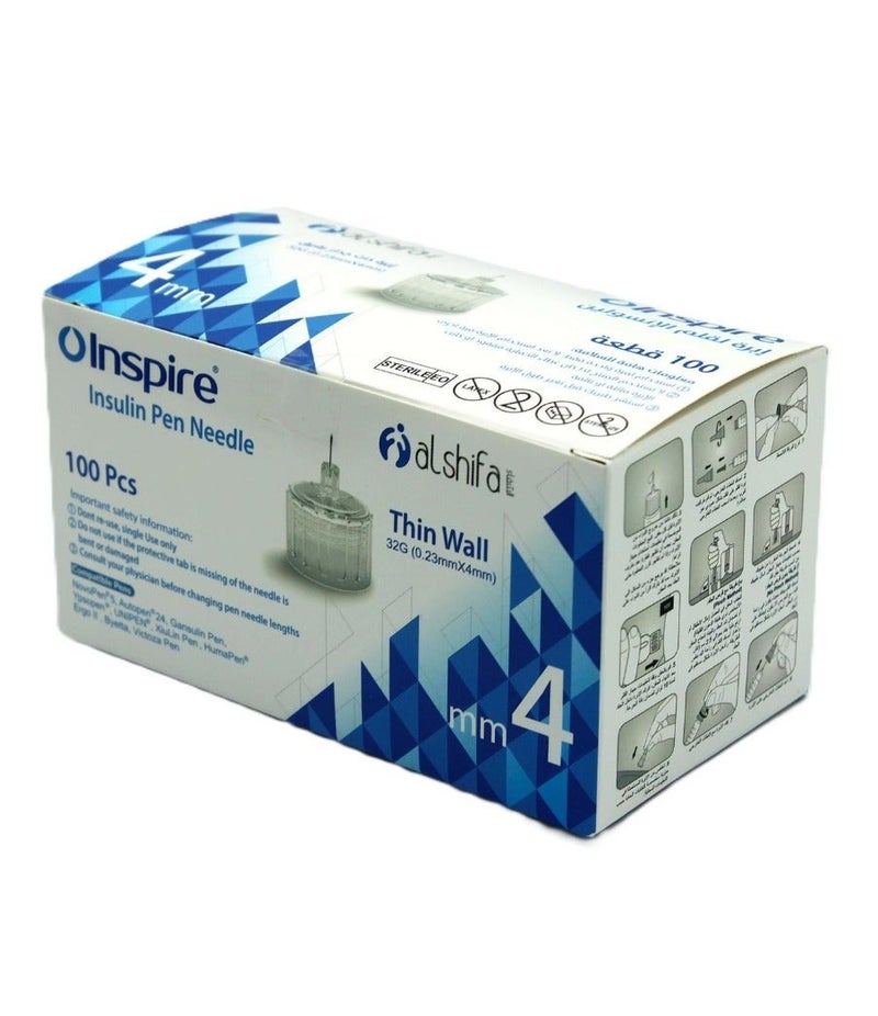 Inspire Insulin Pen Needles 4mm 100 Pieces - Image 1