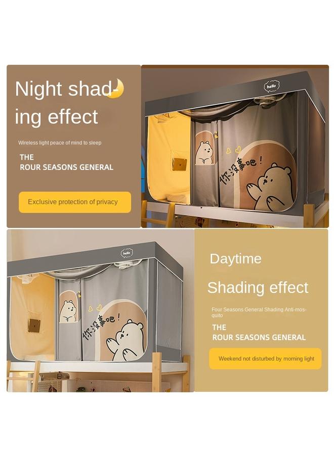 Bluejw 3N2024 New College Students' Dormitory Integrated Mosquito Net Thickened Bed Curtain Strong Shading All-inclusive Closed Upper And Lower Shop - Image 2