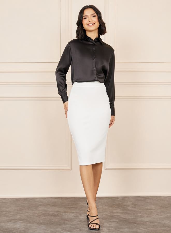 ستايلي قميص طويل ساتان بقصة مريحة - Image 3