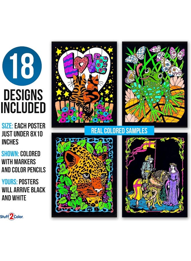 Stuff2Color Super Pack of 18 Fuzzy Velvet Coloring Posters Original Edition  Great for Family Time Coloring Arts Crafts Travel School Care Facilities All Ages Fun Girls Boys Adults Kids 1 Pack - Image 3