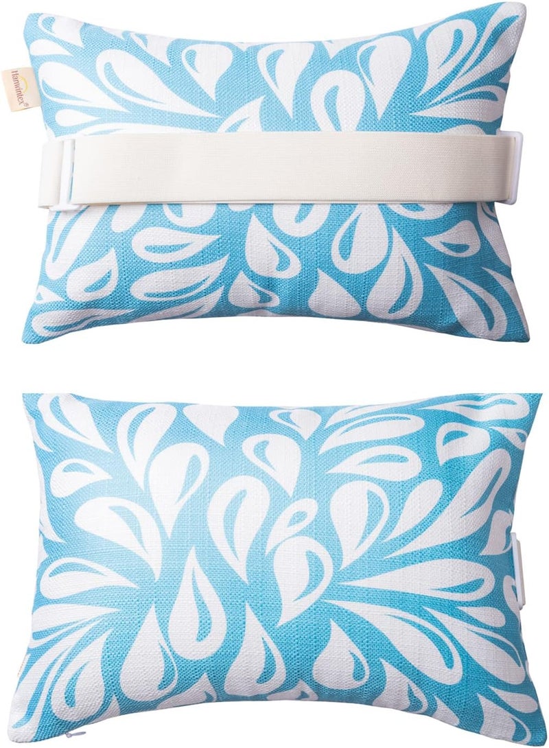vmgreen Adirondack Chair Head Resting Pillow&Cushion, Outdoor Waterproof Patio Decorative Pillows with Insert for Lounge Chaise Beach Chair Neck Support 2 Pack Size 11”*16” Lake Blue - Image 1