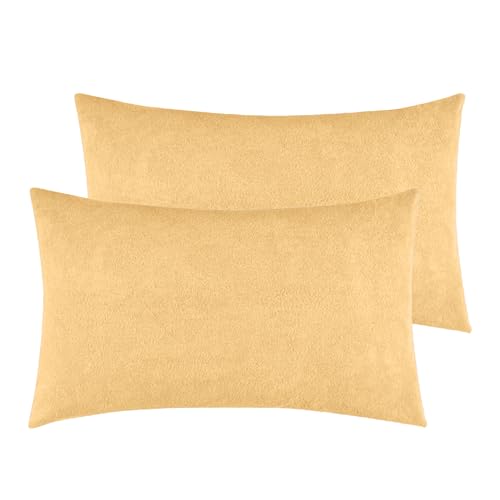 Mattress Protector Ultra Soft Terry Waterproof Pillow Protector - Zippered Closure | Protects Against Dust Mites, Bed Bugs, Oil & Water Spills, Standard Size ( 18x28 Inch - Beige ) - Pack of 2 - Image 1