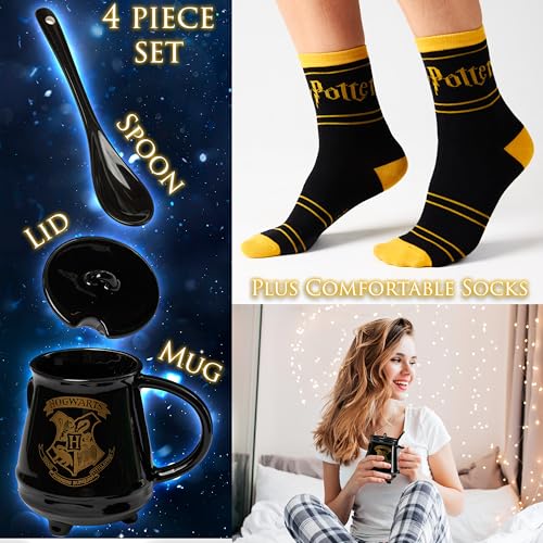Harry Potter مجموعة هدايا هاري بوتر: كوب وجوارب للنساء والمراهقين بمقاس 4-9 أمريكي، كوب سيراميك للشاي والقهوة وجوارب عجل ناعمة (4/9 أمريكي) - Image 5