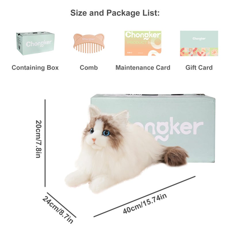 Chongker Stuffed Animals Handmade Realistic Cat Plush Toy for Elderly Adults Women Kids Cat Pet Lover Surprise Gifts - Image 3