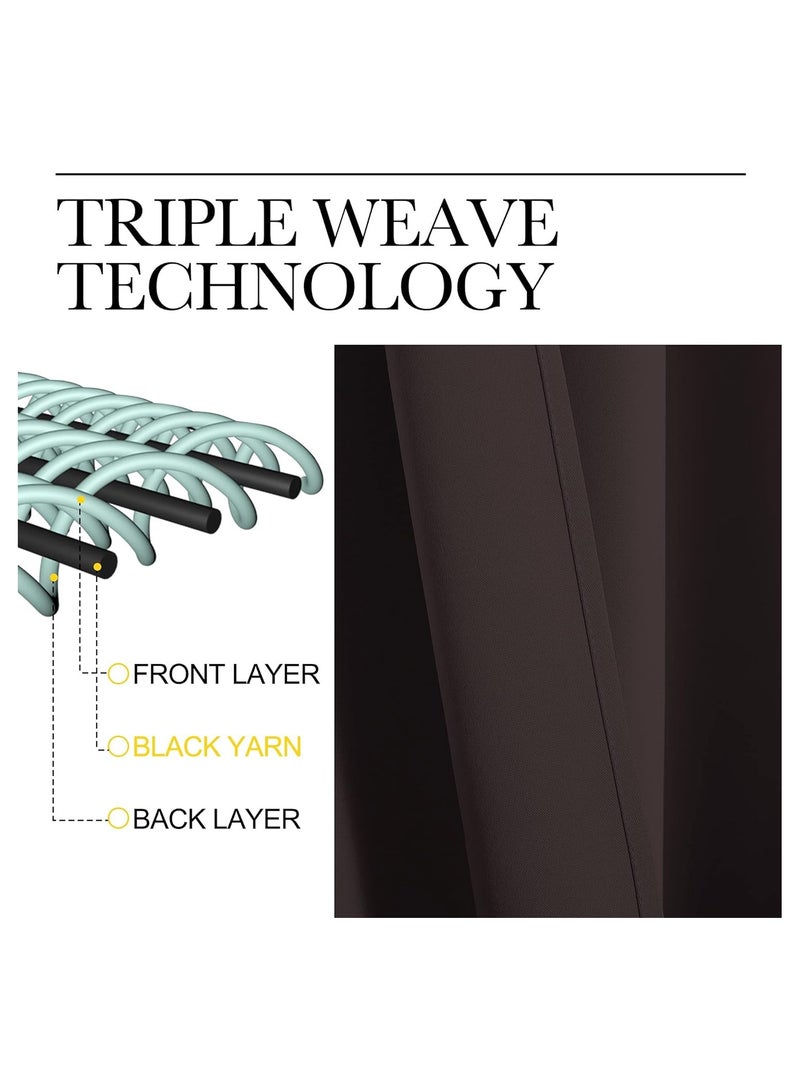 general Blackout curtains - Set of 2 blackout curtain panels with insulating rings for bedroom, living room (brown, 140 x 240 cm) - Image 2