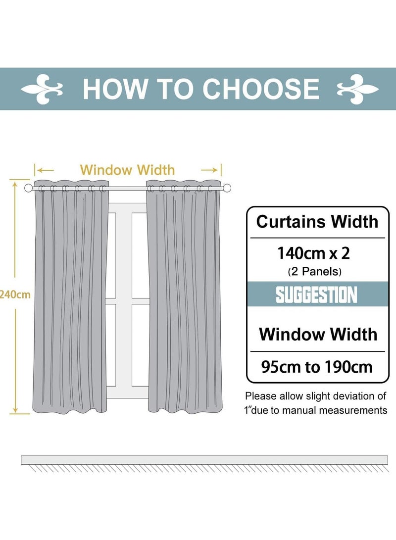 general Blackout curtains - Set of 2 blackout curtain panels with insulating rings for bedroom, living room (brown, 140 x 240 cm) - Image 5