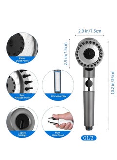 Excefore Shower Head, High Pressure Shower Head, High Pressure Remove Chlorine and Impurities, with 3 Spray Modes, Massages Scalp to anti Hairfall and Dry Skin, Grey  - Image 4