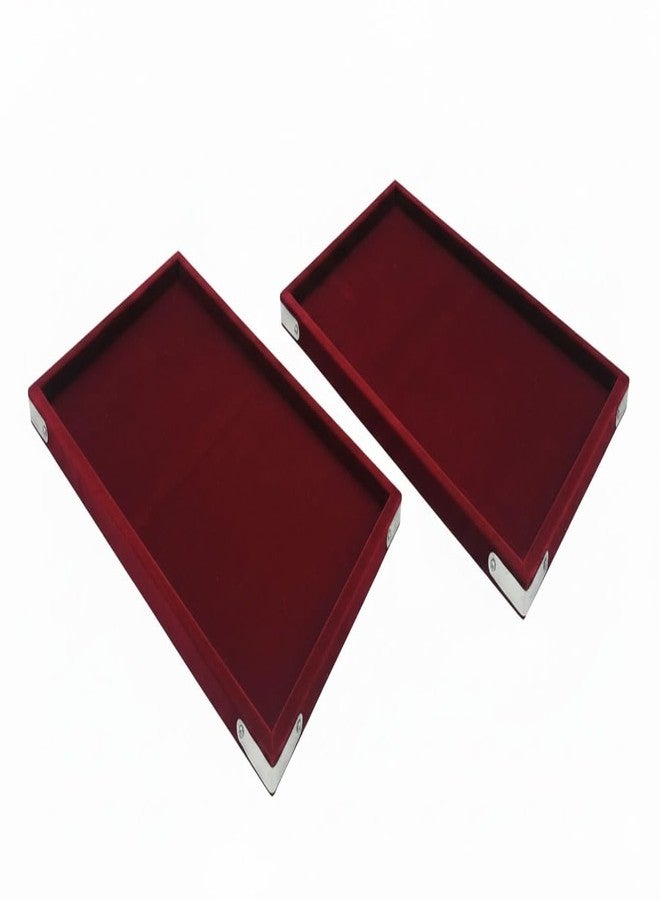 SENTONI Velvet Jewellery Finding Beading jewellery finding,15 * 12 PACK OF 2 Display organiser Jewelry cosmetic organizer Tray (MAROON-MAROON, 15x12 SIZE) - Image 1